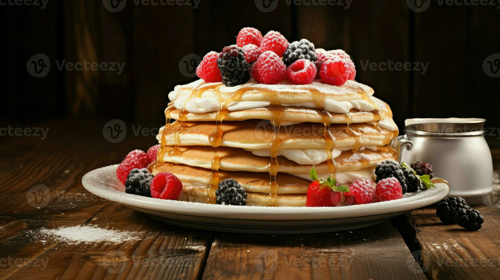 AI generated fluffy gourmet pancake food photo