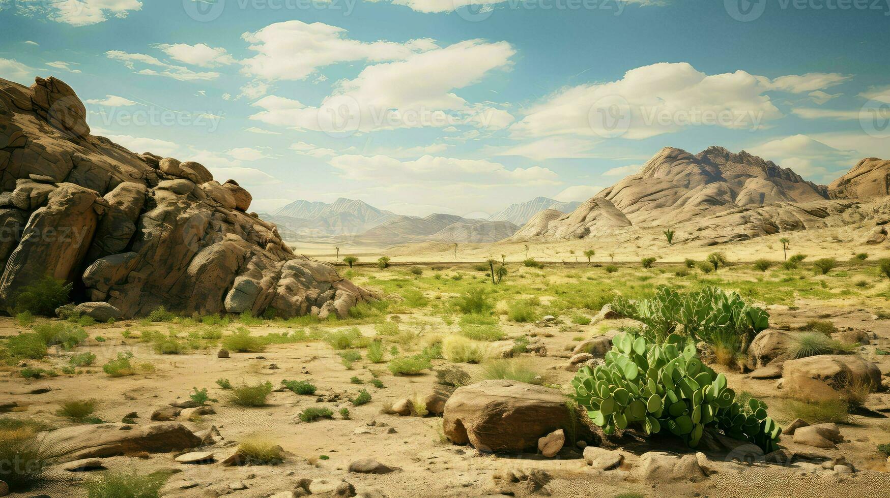 AI generated dunes rock desert landscape photo