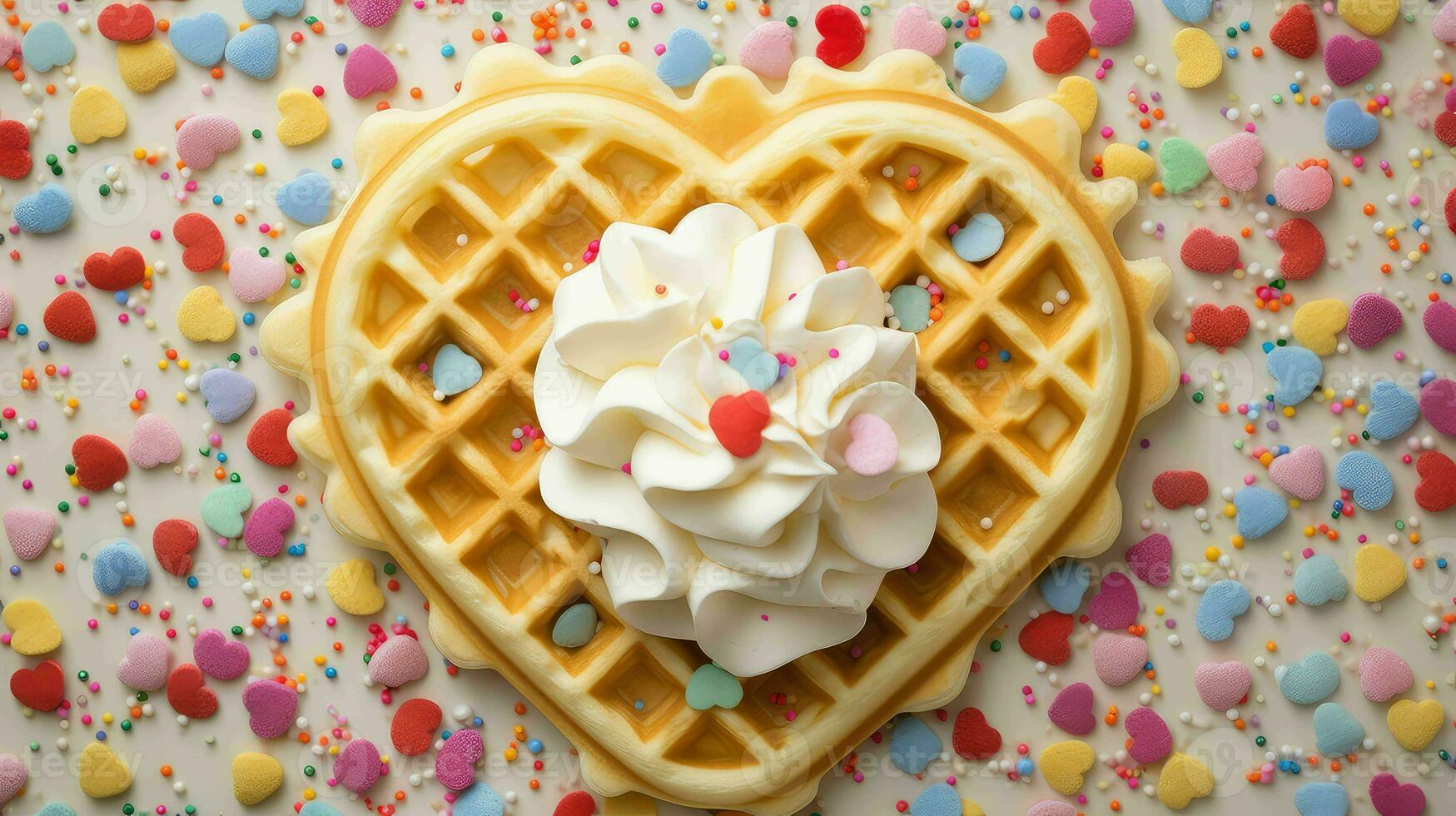 AI generated tasty cream waffle food photo