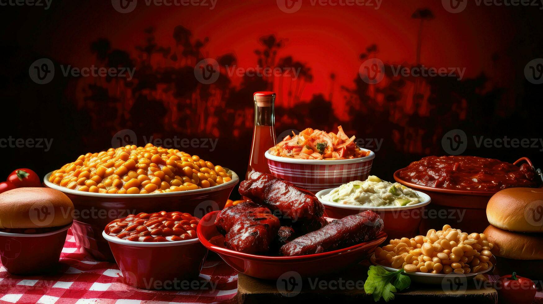 ai generado costillas rojo barbacoa comida foto