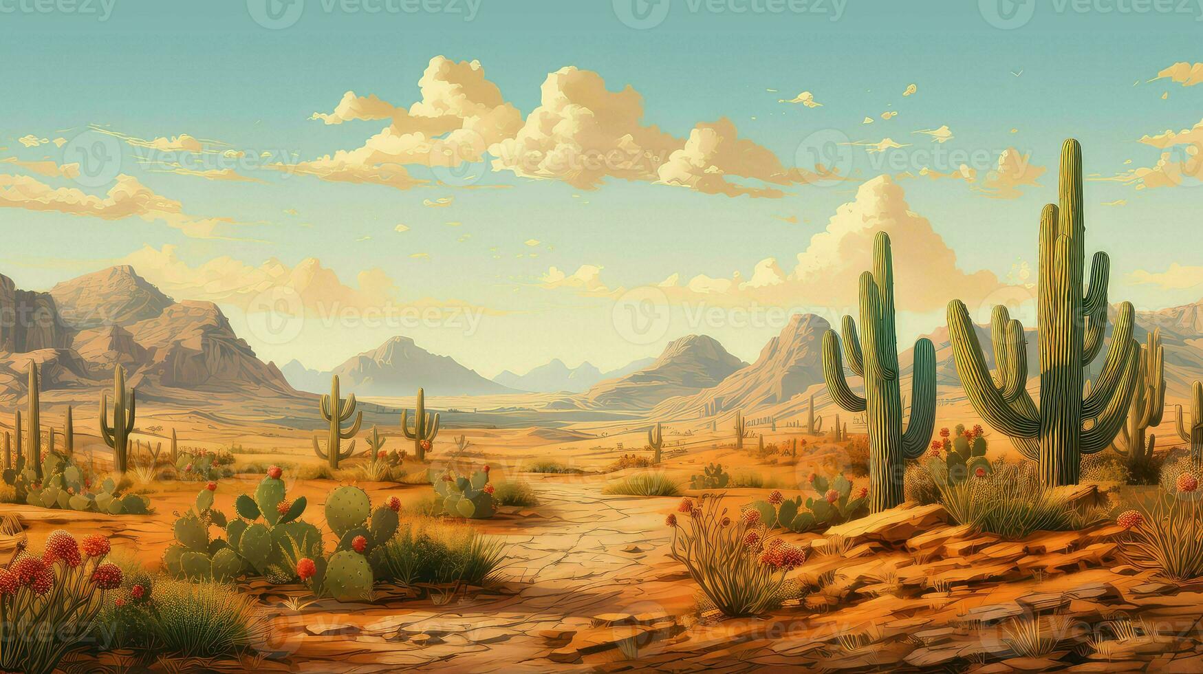 AI generated drought semi arid desert photo