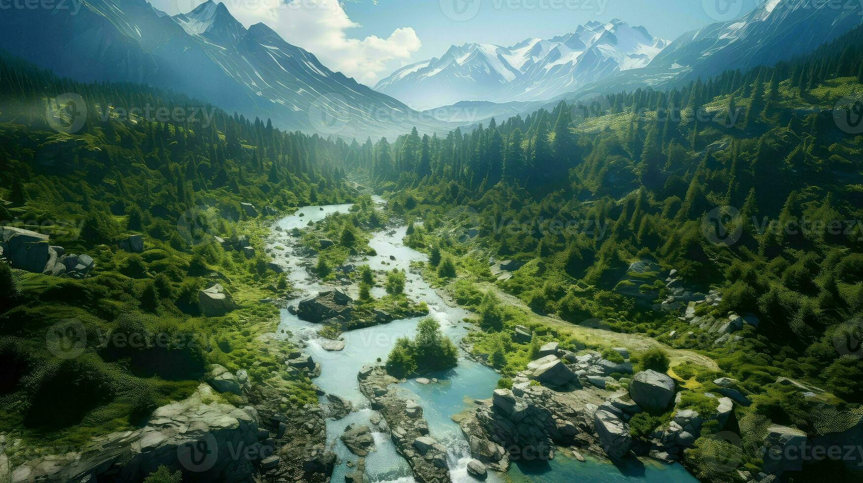 AI generated nature mountain oases landscape photo