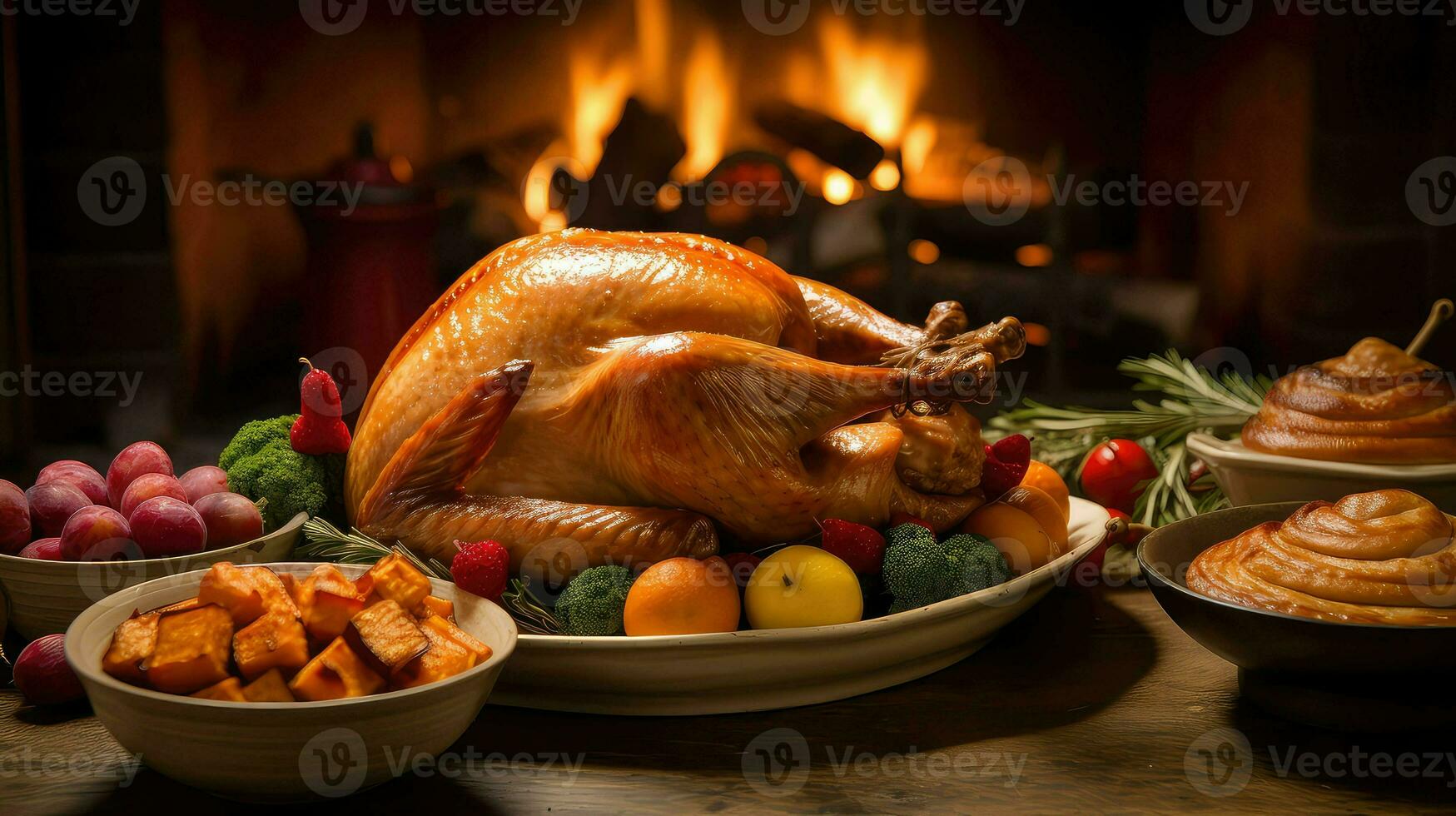 ai generado asado fiesta Turquía comida foto