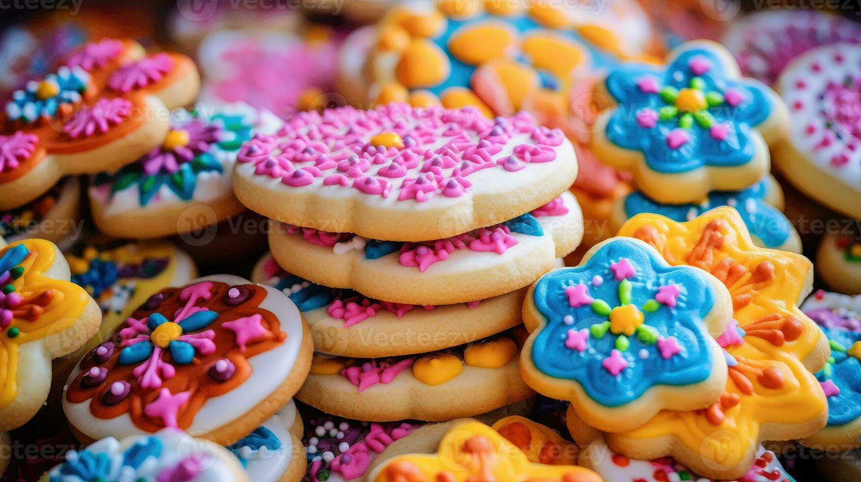 AI generated sweet closeup cookies food photo