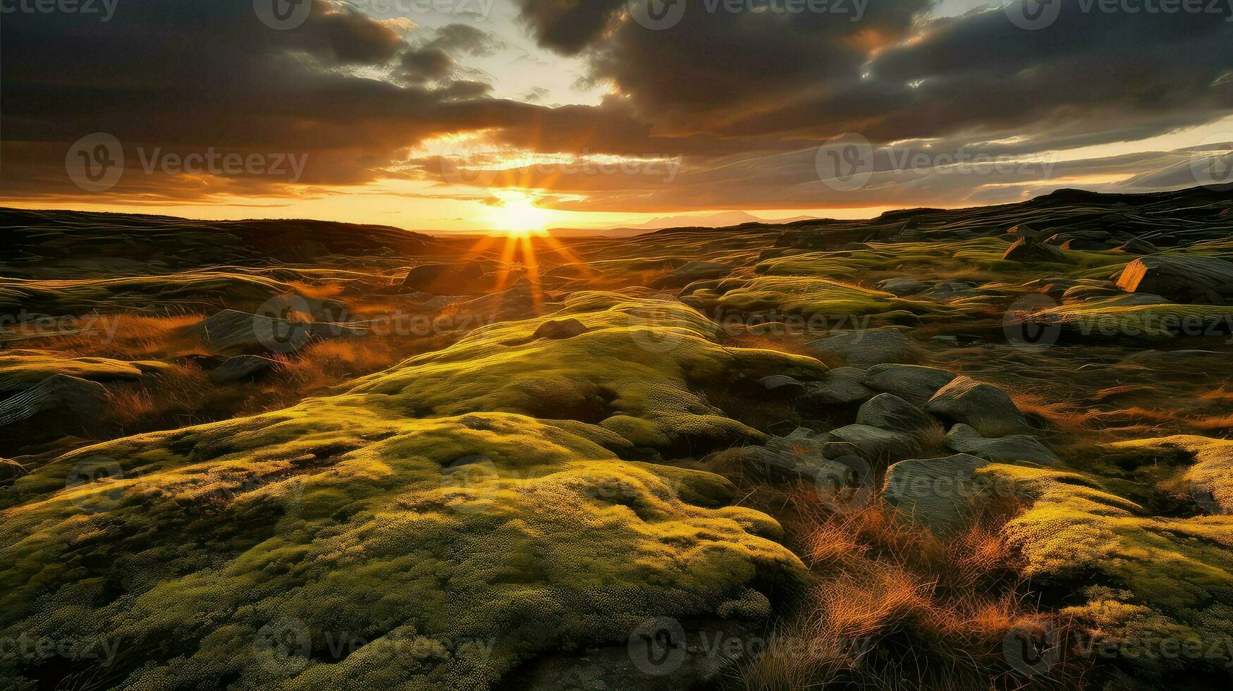 AI generated arctic moss tundra landscape photo