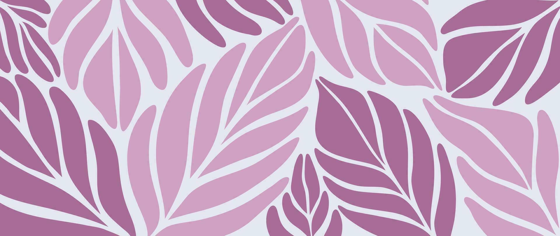 Abstract botanical art background vector. Natural hand drawn pattern design with leaves branch. Simple contemporary style illustrated Design for fabric, print, cover, banner, wallpaper. vector