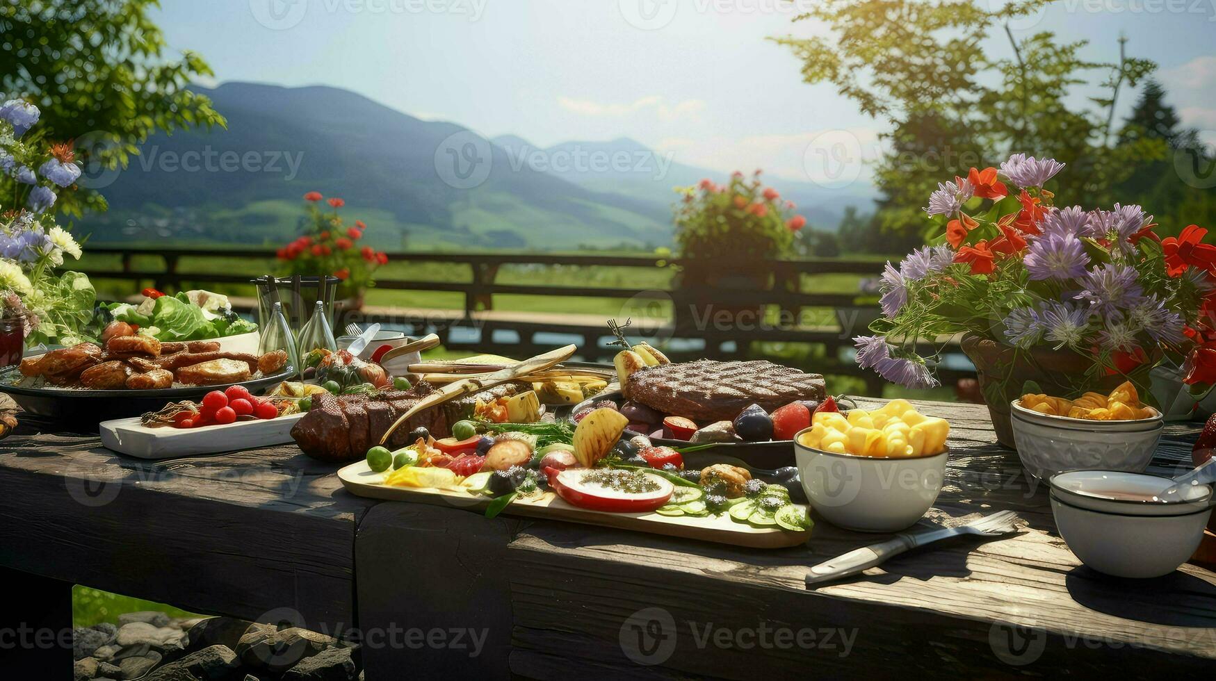 AI generated barbecue table bbq food photo