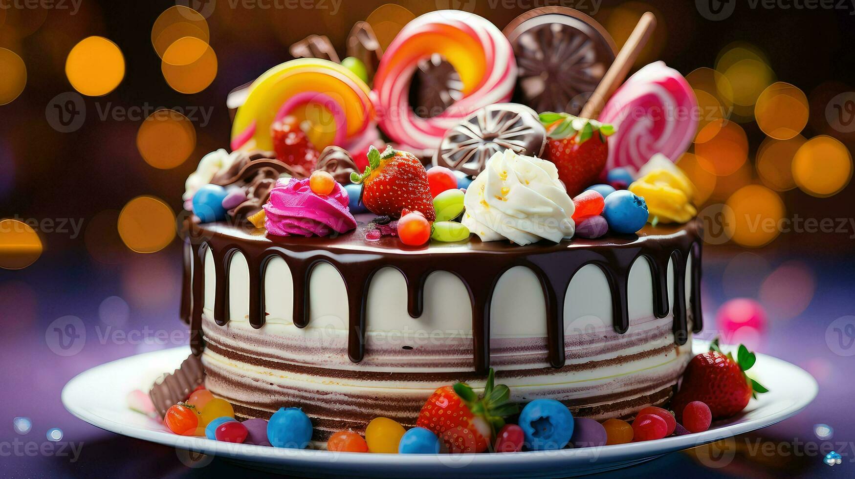 AI generated vibrant colorful cake food photo