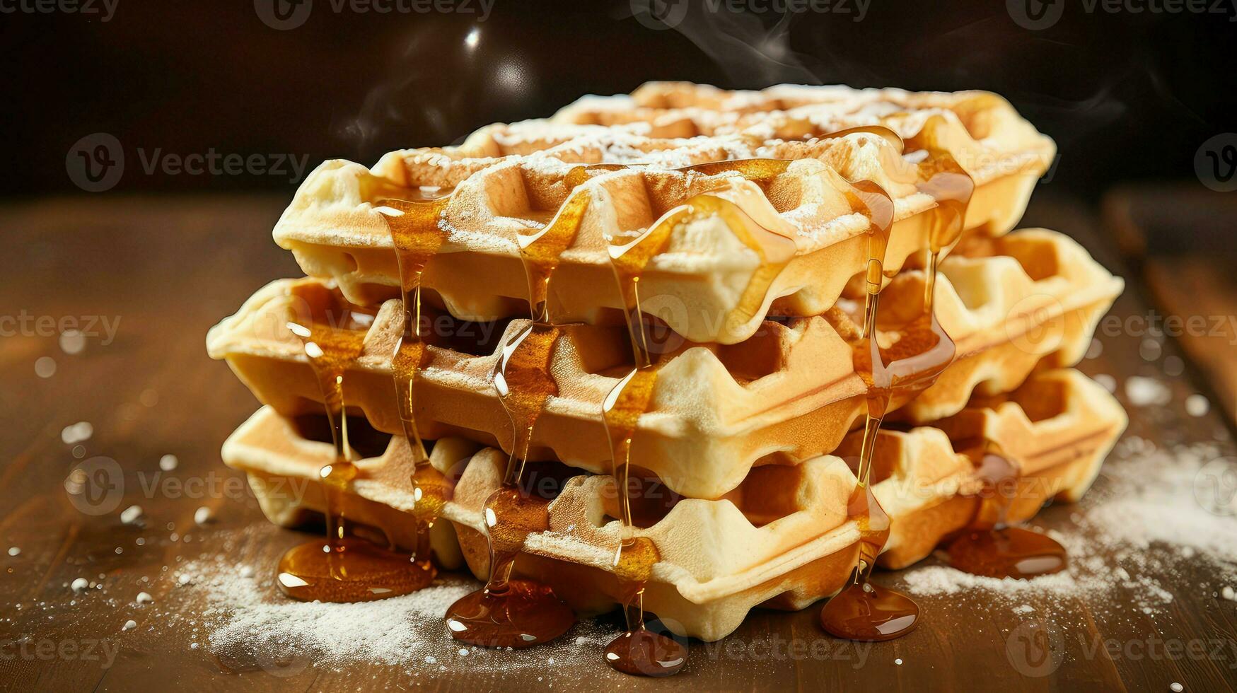 AI generated syrup background waffle food photo