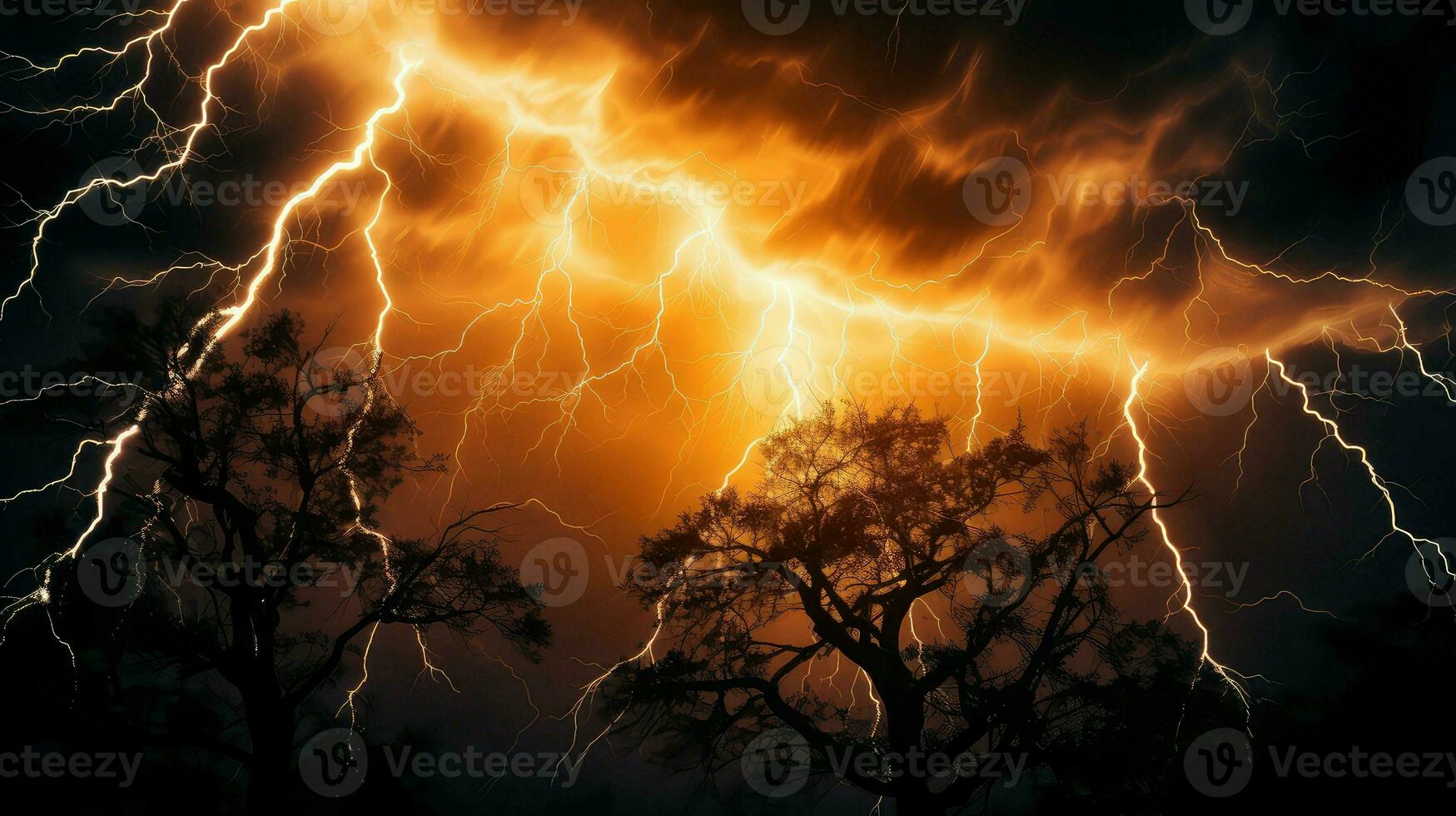 AI generated electric lightning energy background photo