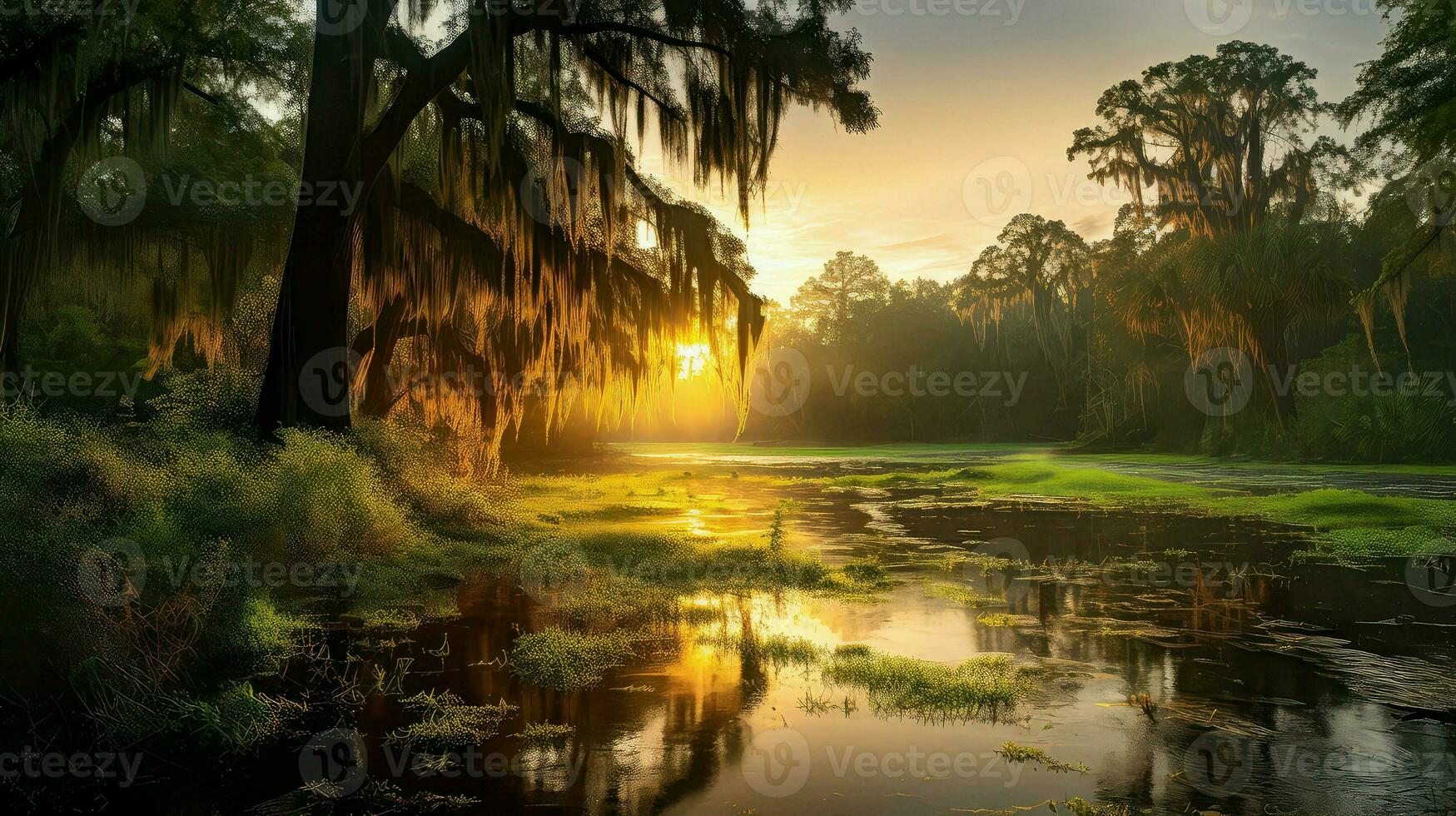 AI generated swamp swampy marsh landscape photo