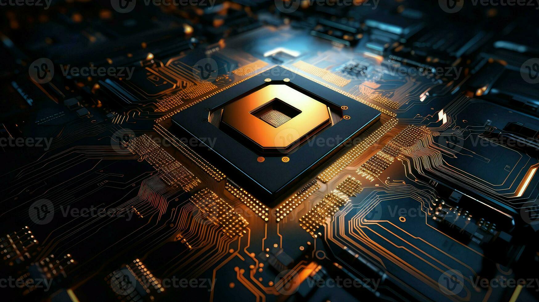 AI generated circuit processor electronic background photo