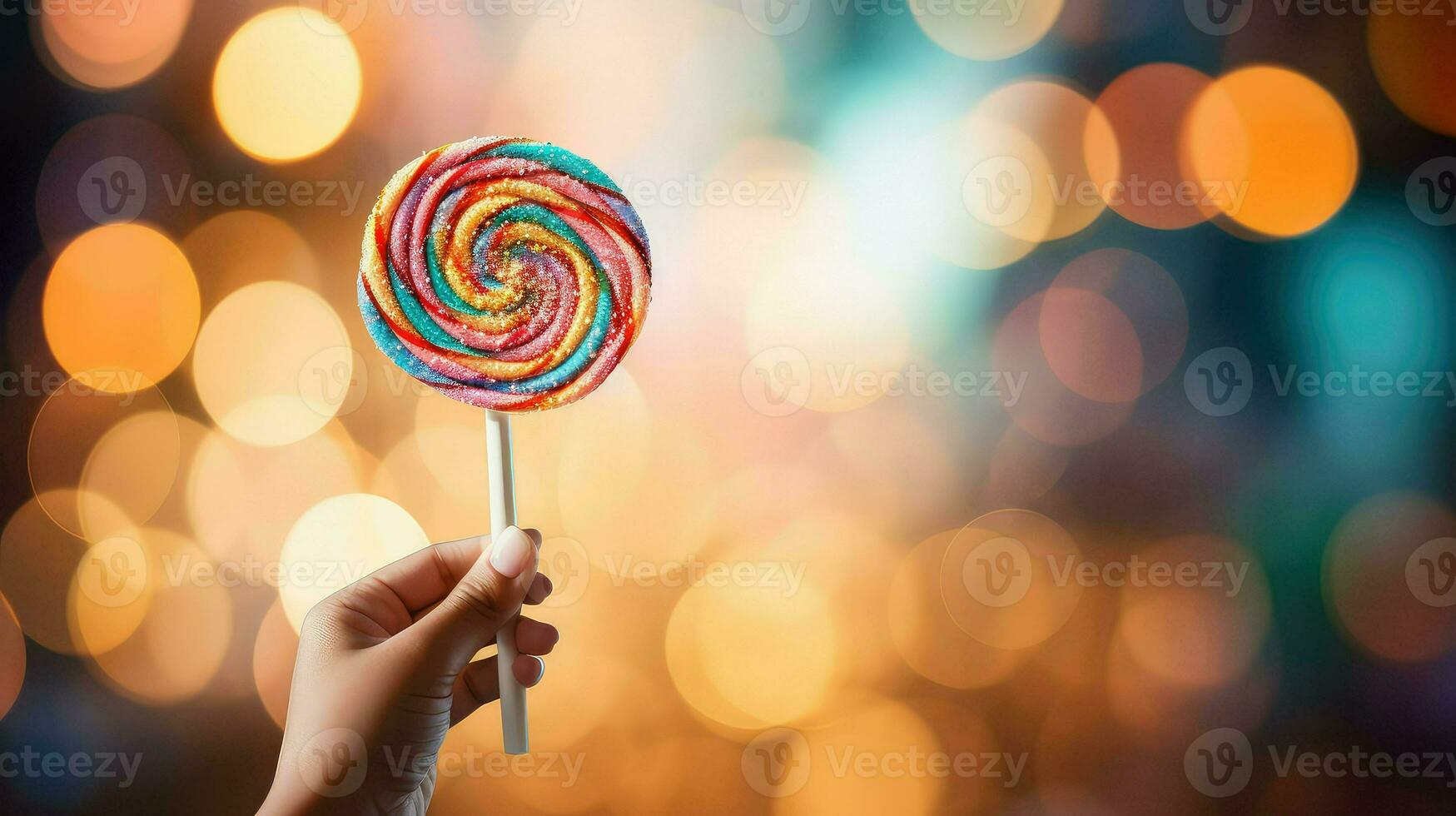 AI generated sweet lollipop candy food photo