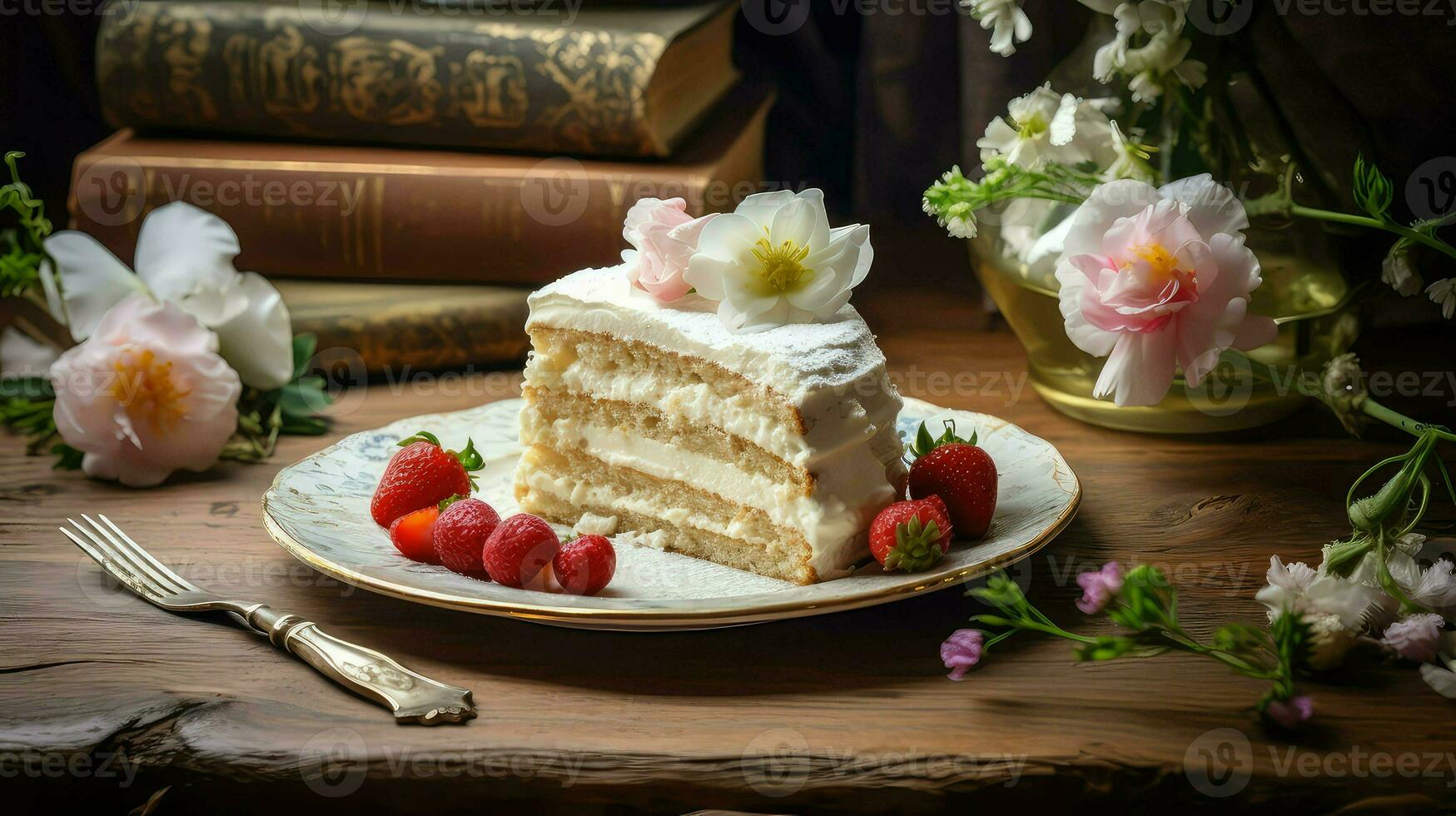 ai generado vainilla Cocinando pastel comida foto