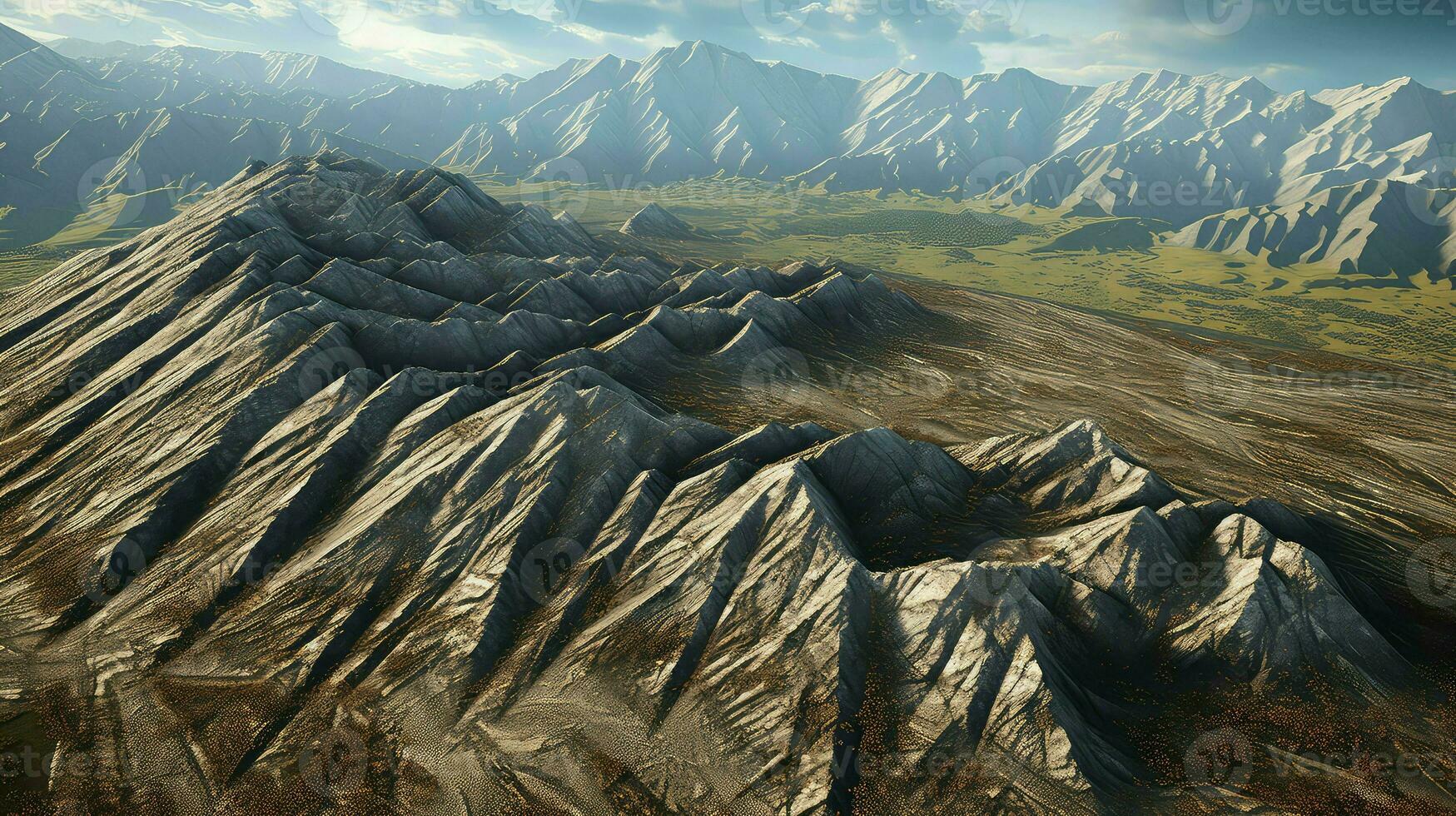 AI generated valley fault block mountains photo