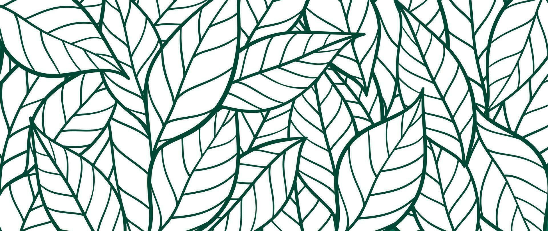 Abstract botanical art background vector. Natural hand drawn pattern design with leaves branch. Simple contemporary style illustrated Design for fabric, print, cover, banner, wallpaper. vector