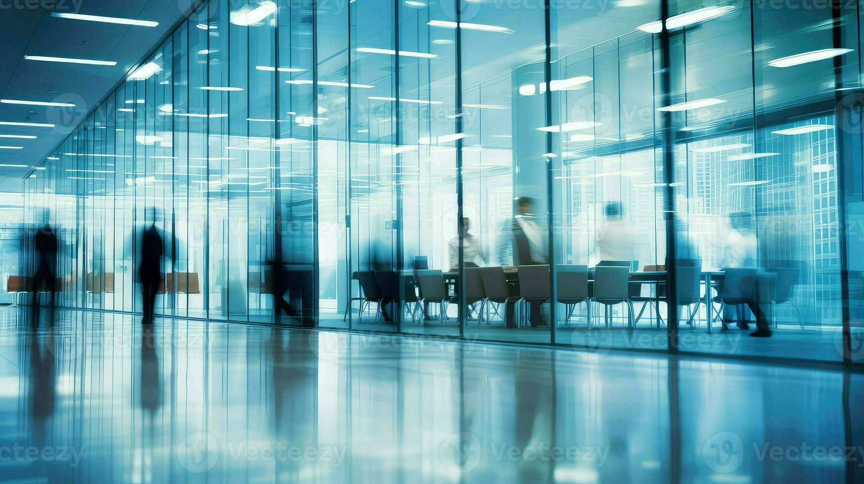 AI generated success blur corridor business photo