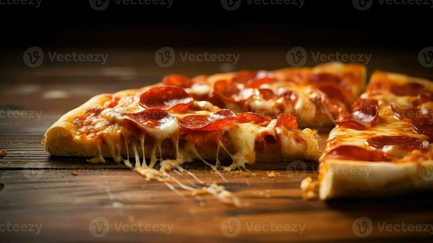 AI generated fatty unhealthy pizza food photo