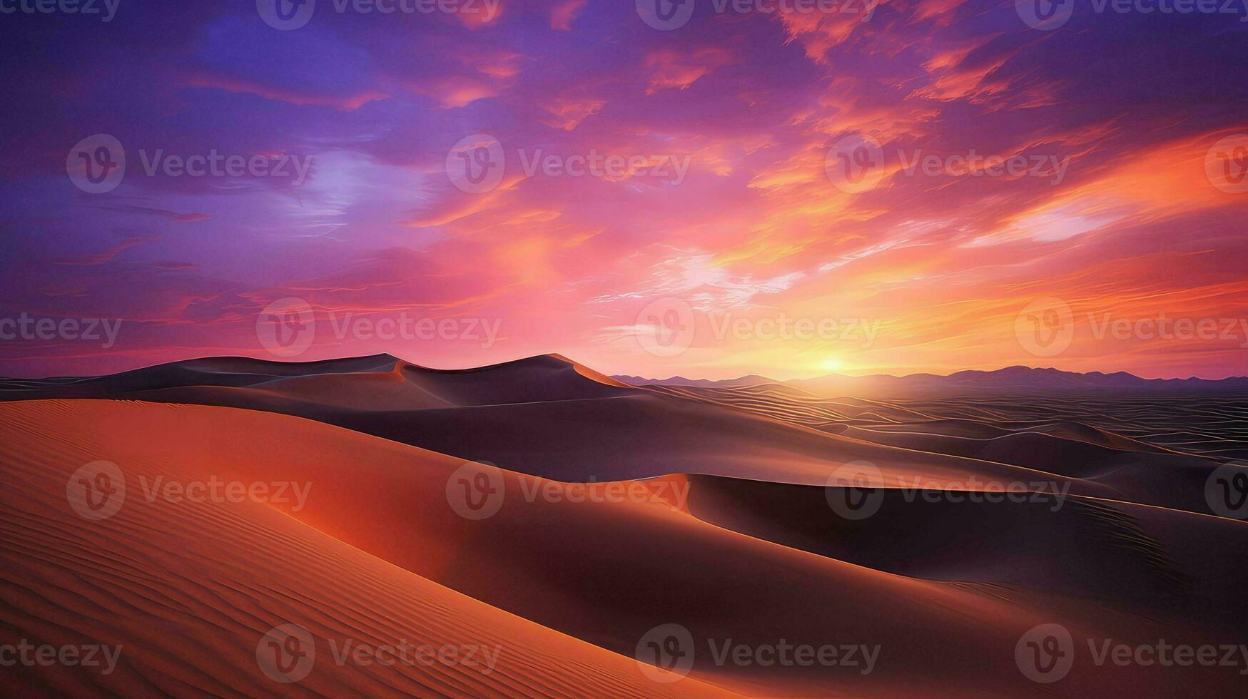 AI generated desert sand dune oases photo