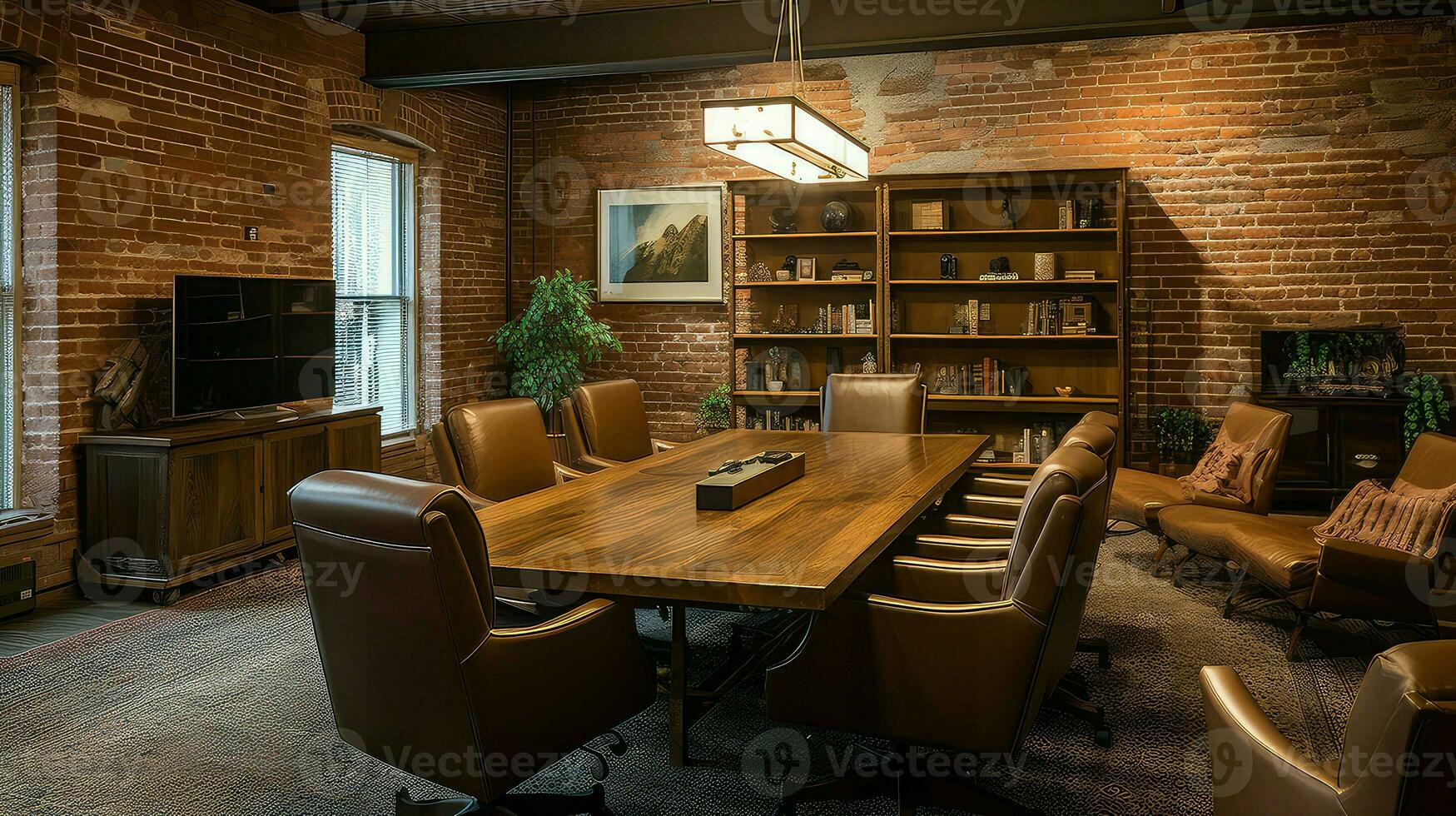 AI generated interior room business background photo
