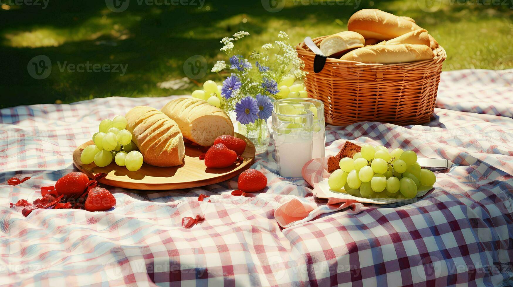 AI generated outdoor tablecloth picnic food photo