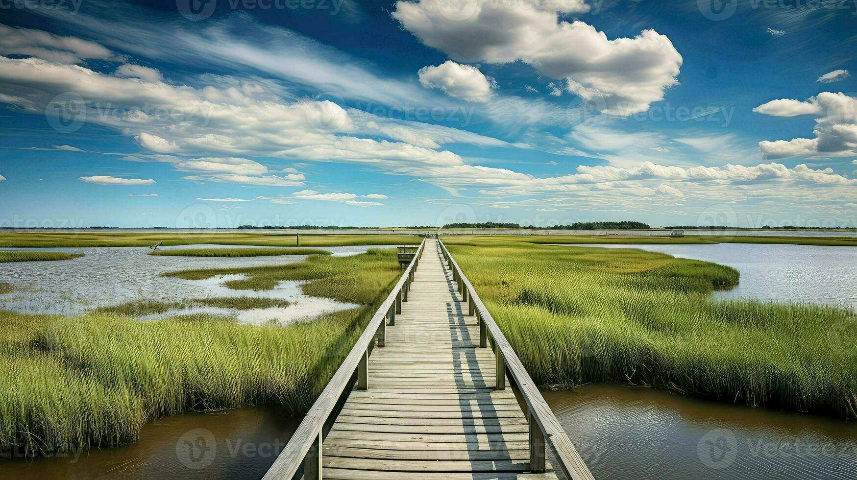 AI generated estuary salt marsh landscape photo