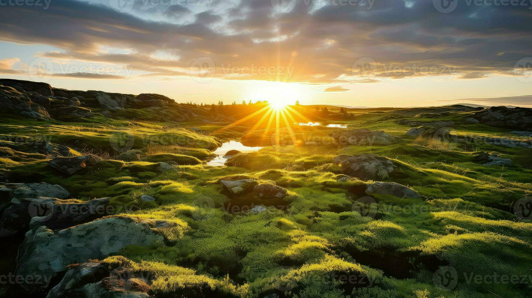 ai generado flora musgo tundra paisaje foto