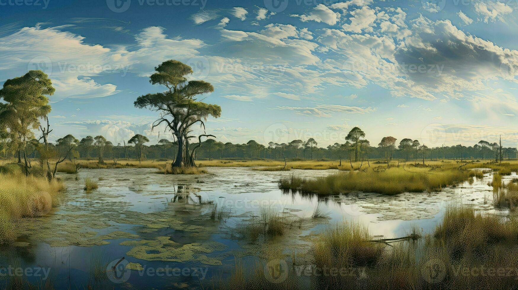 AI generated bog tidal swamp landscape photo