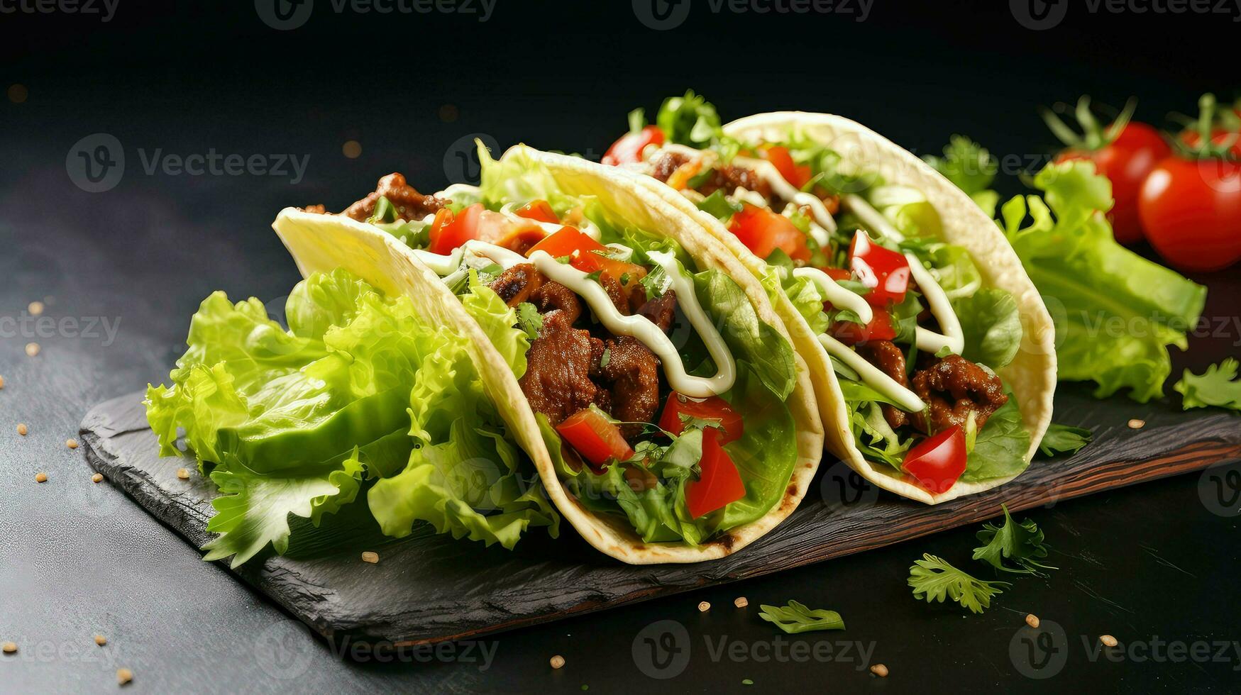 AI generated spicy beef taco food photo