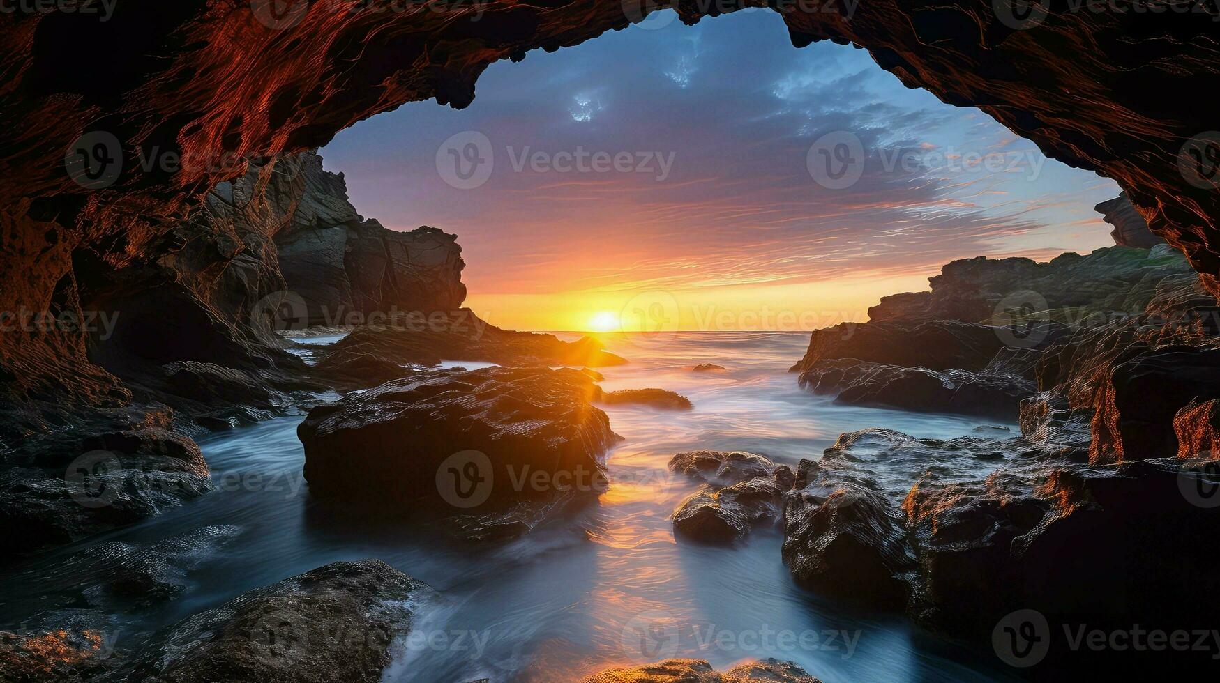 AI generated waves sea cave landscape photo