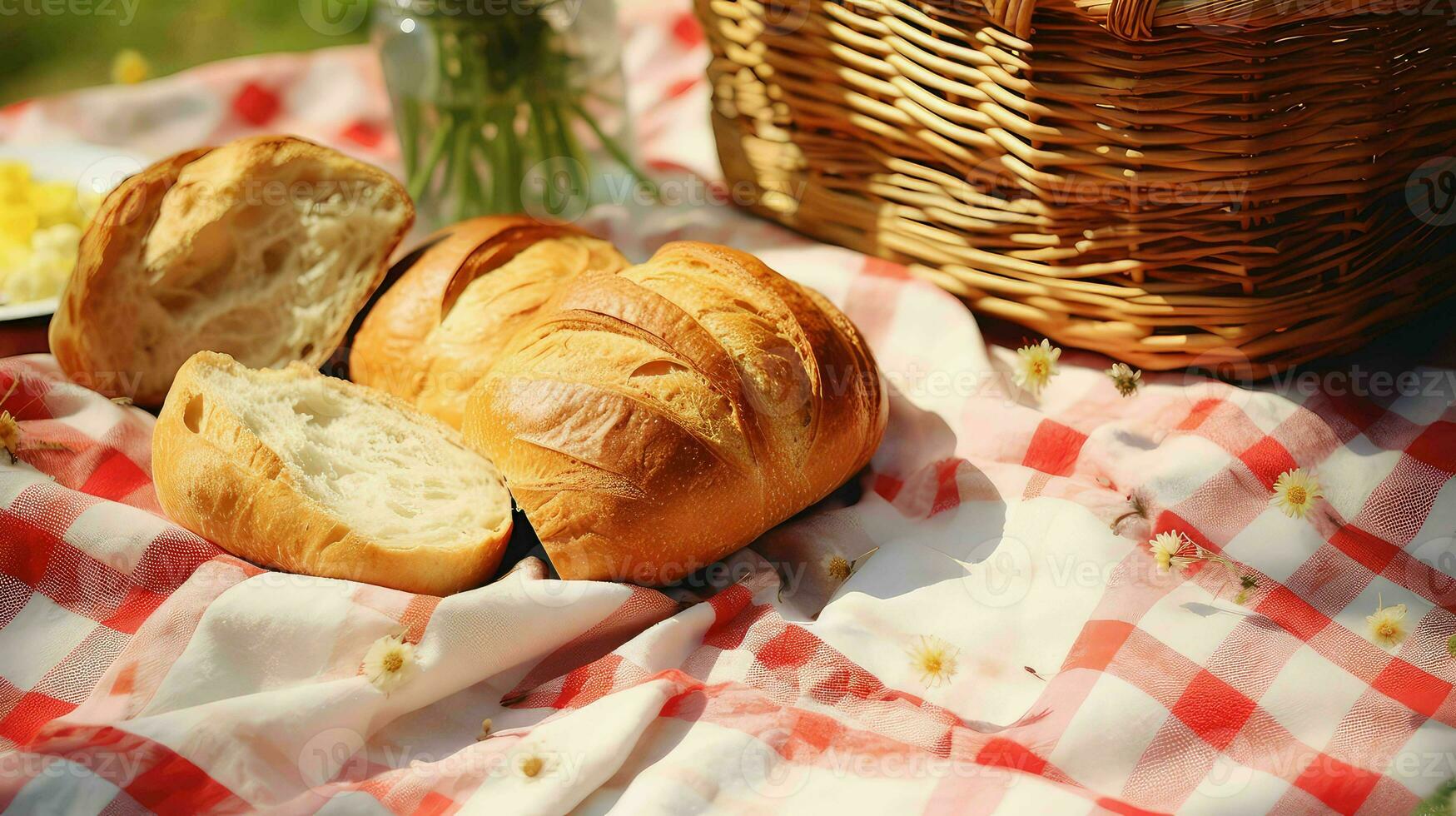 AI generated roll bread picnic food photo