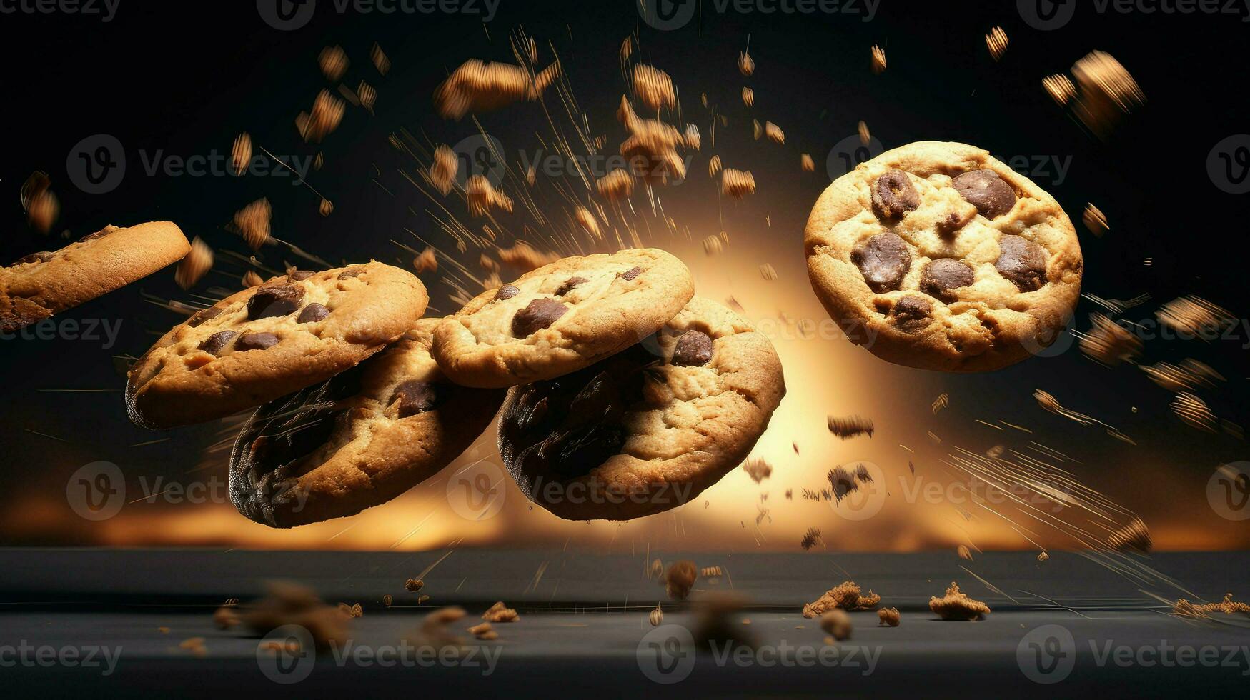 AI generated dessert flying cookies food photo