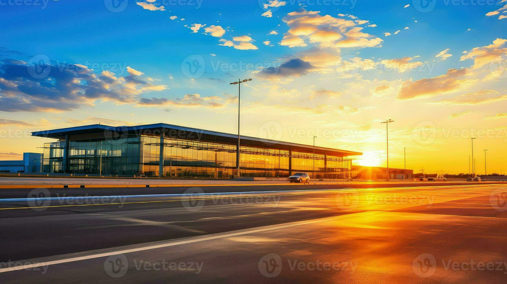 AI generated travel blue airport background photo