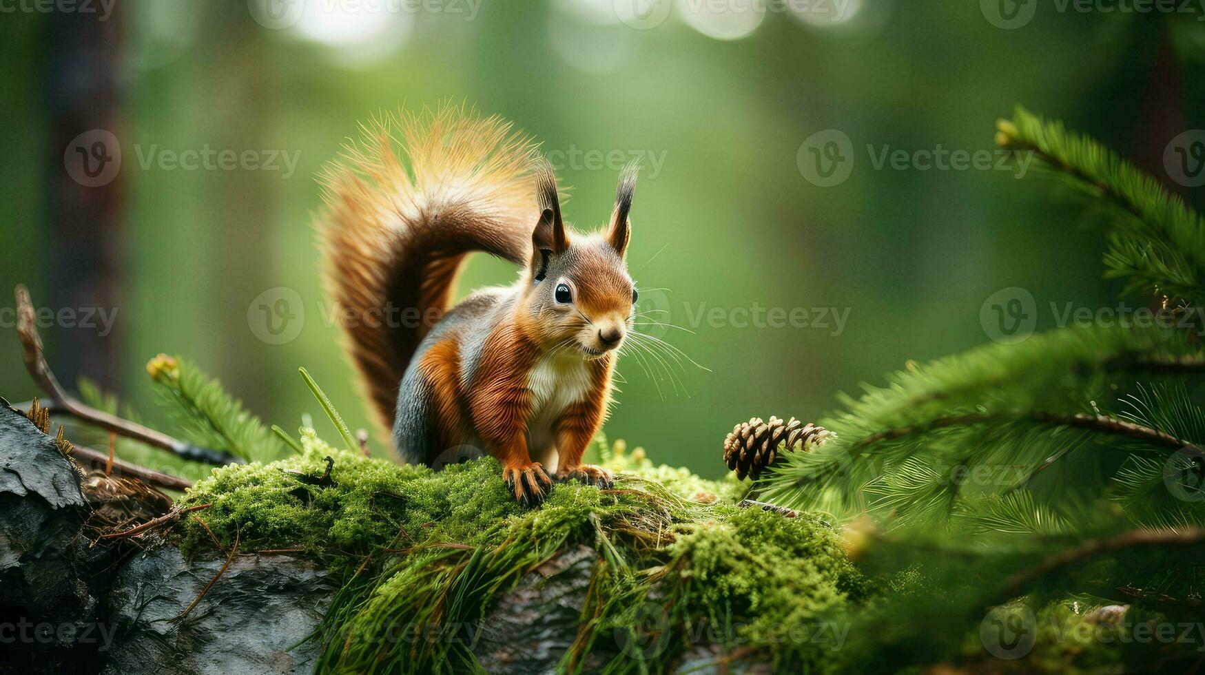 AI generated fir coniferous forest taiga photo
