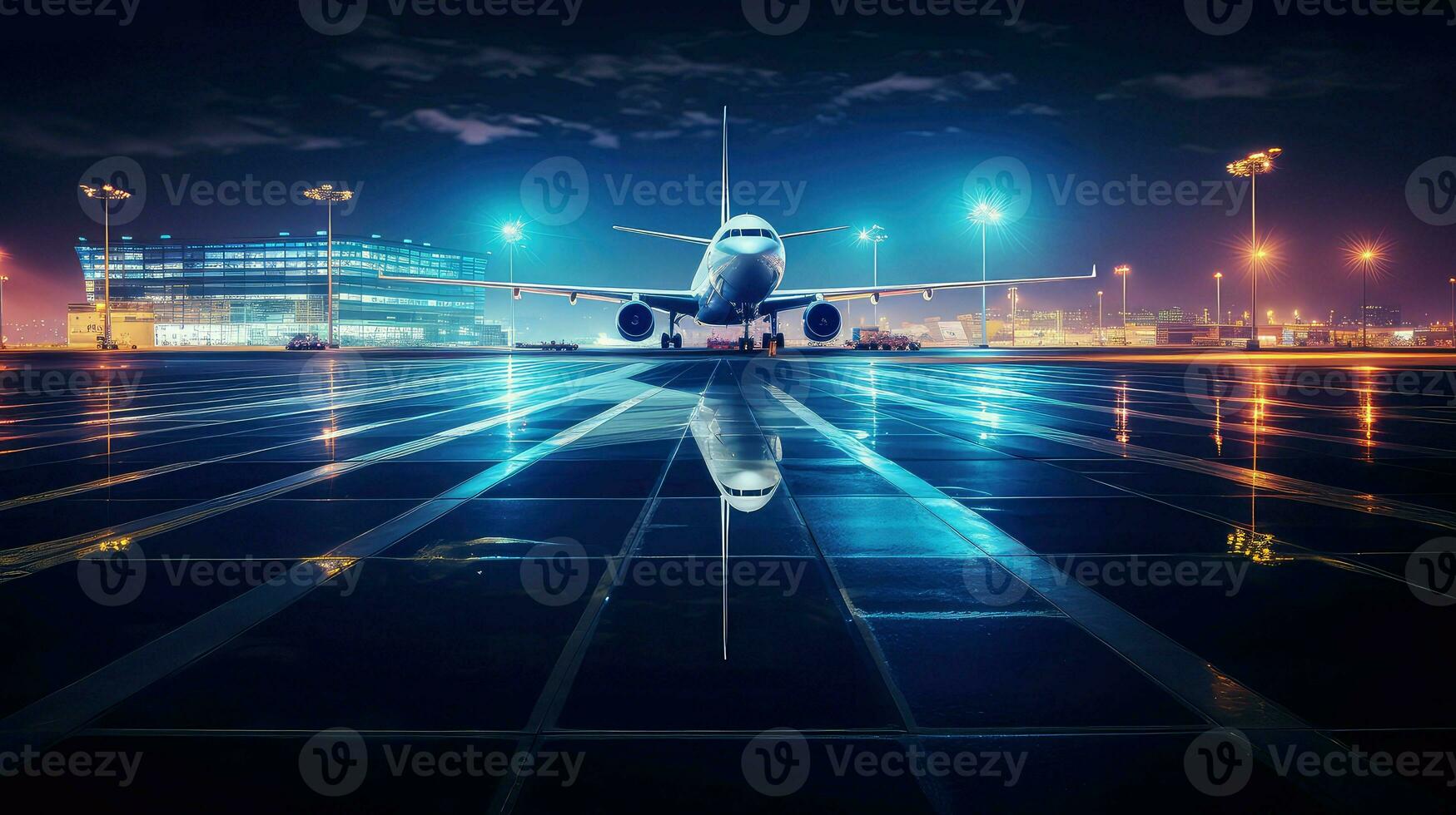 AI generated flight plane airport background photo