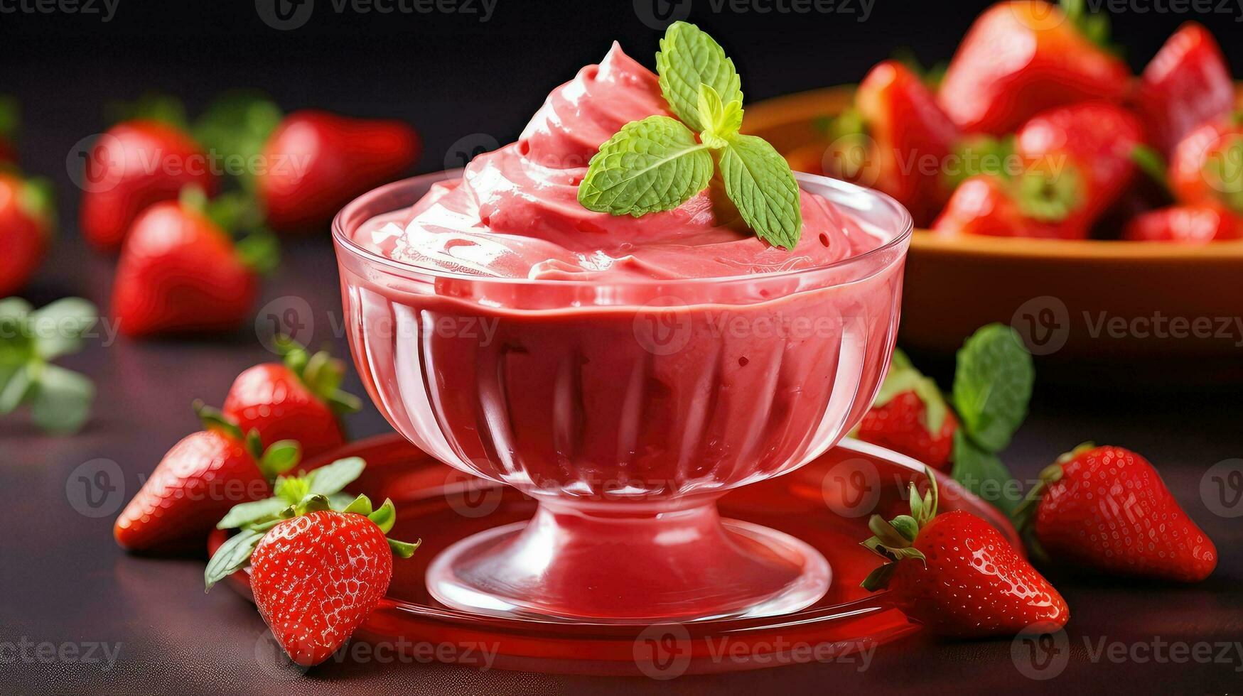 AI generated sweet strawberry dessert food photo