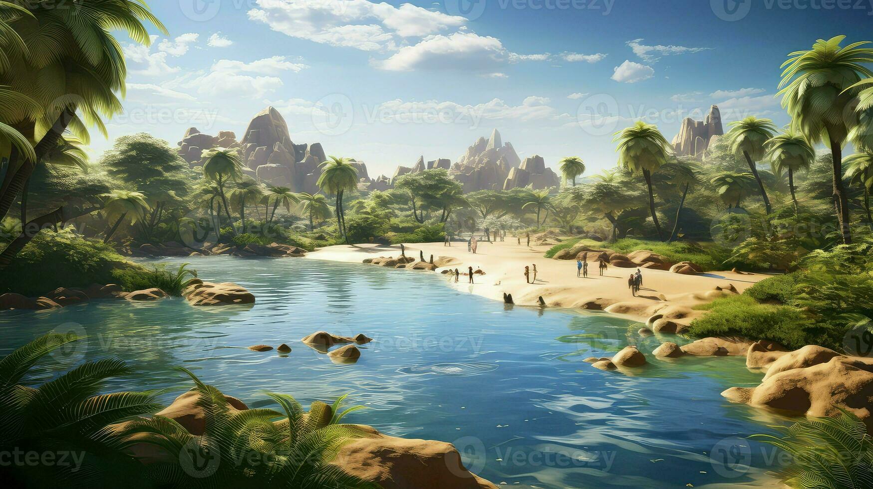 AI generated oasis sand dune oases photo