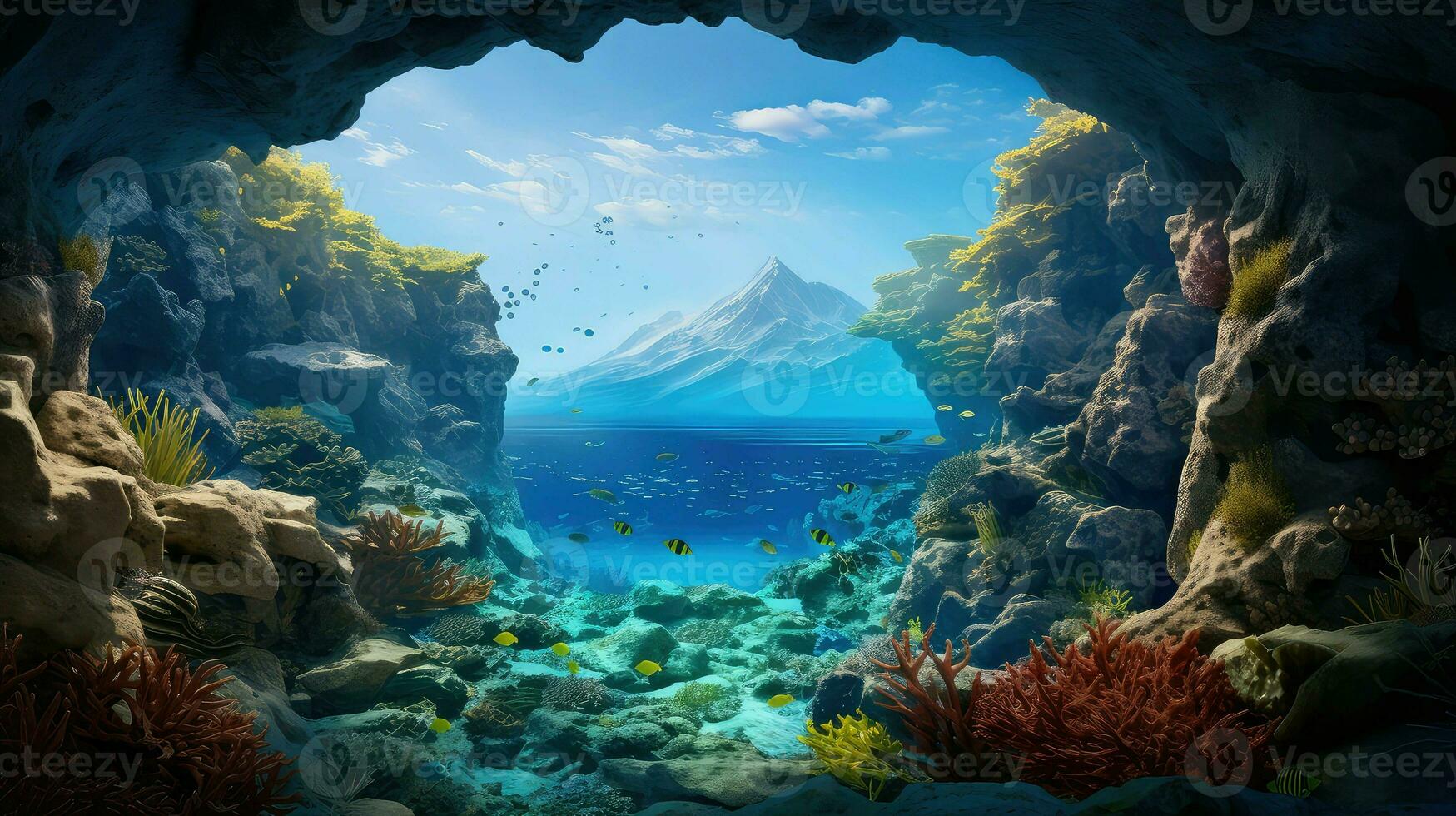 AI generated underwater submarine canyon landscape photo