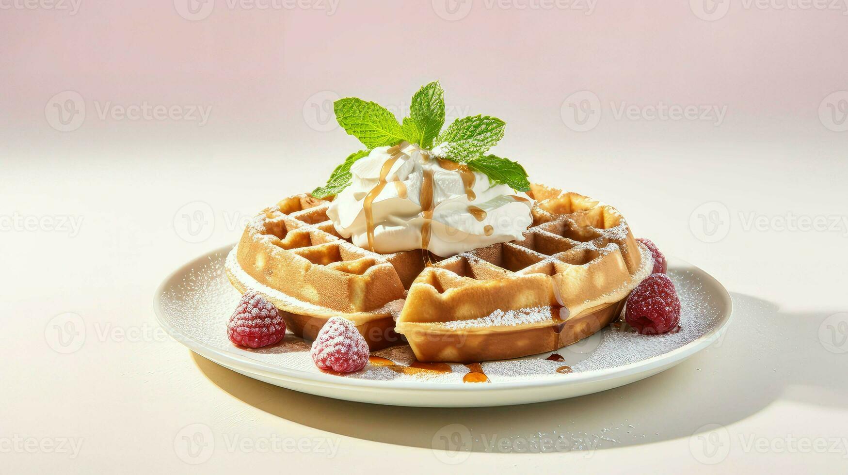 AI generated syrup plate waffle food photo