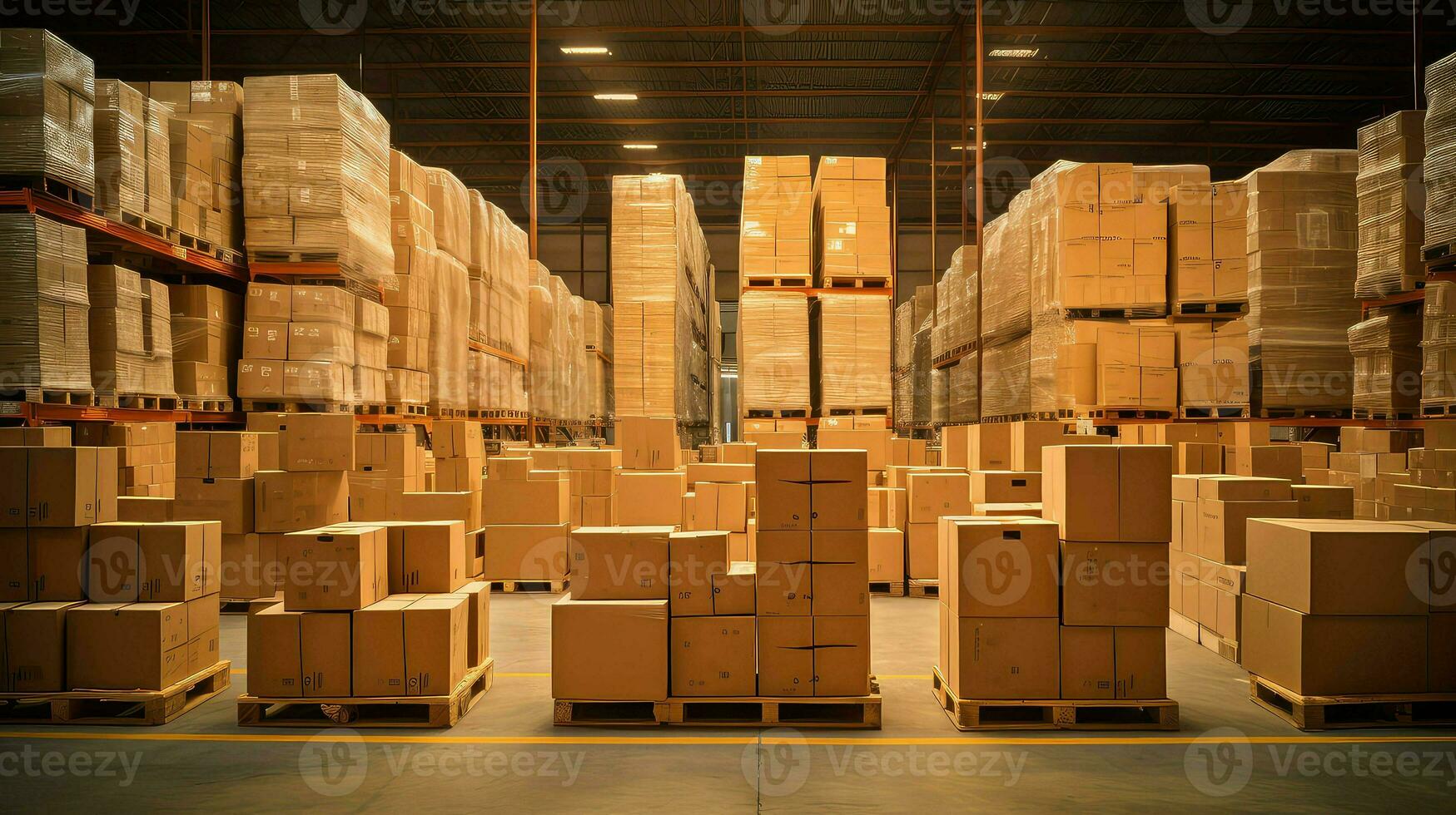 AI generated storage stock warehouse background photo