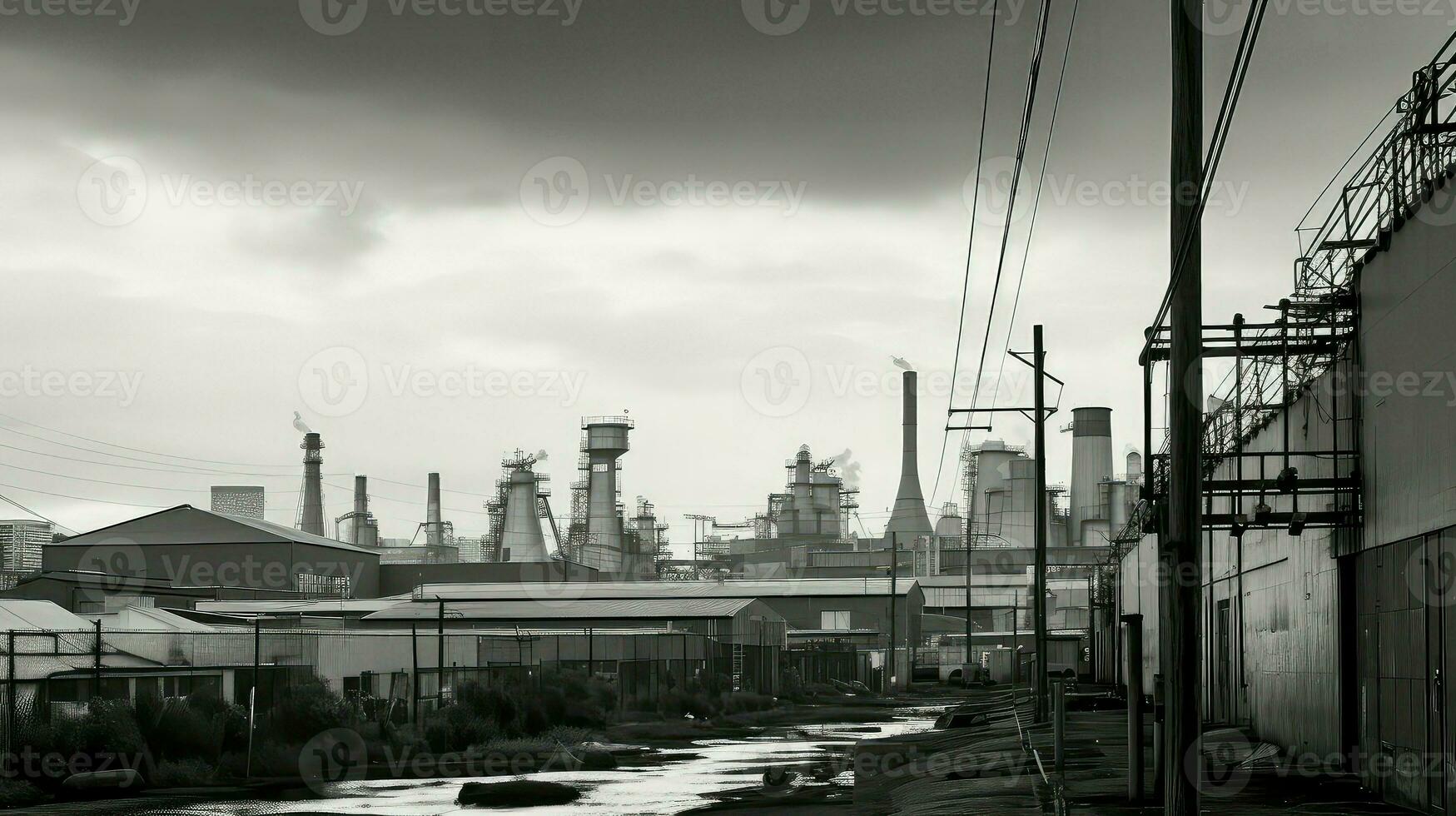 AI generated factories industrial zones urban photo