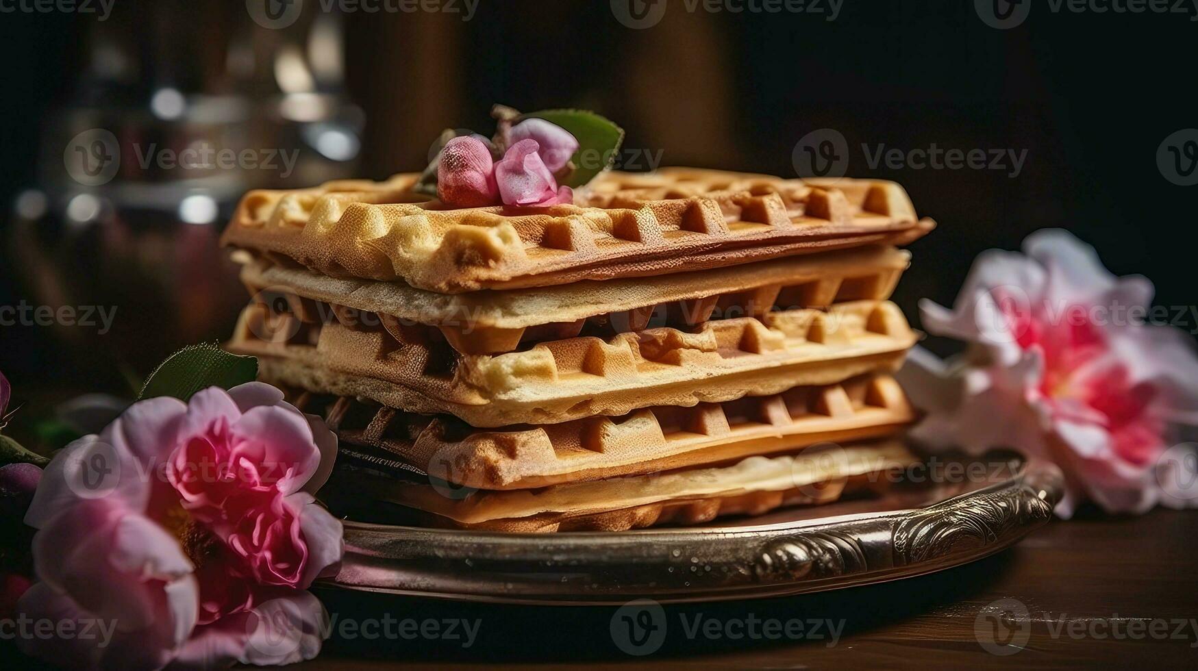 AI generated sweet bakery waffle food photo