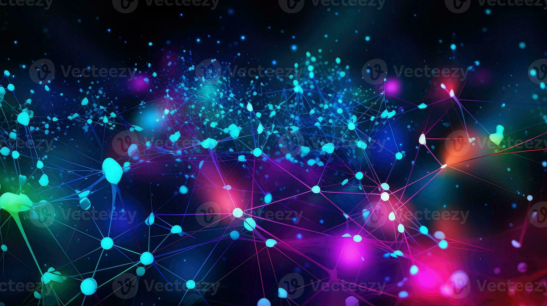 AI generated connection network dots background photo