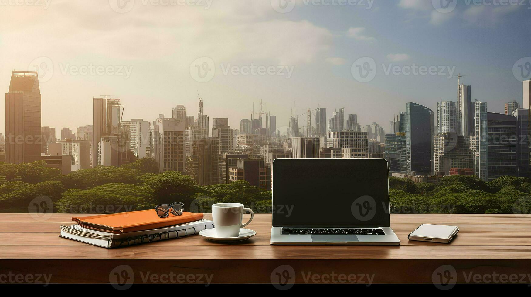 AI generated productivity desk business background photo