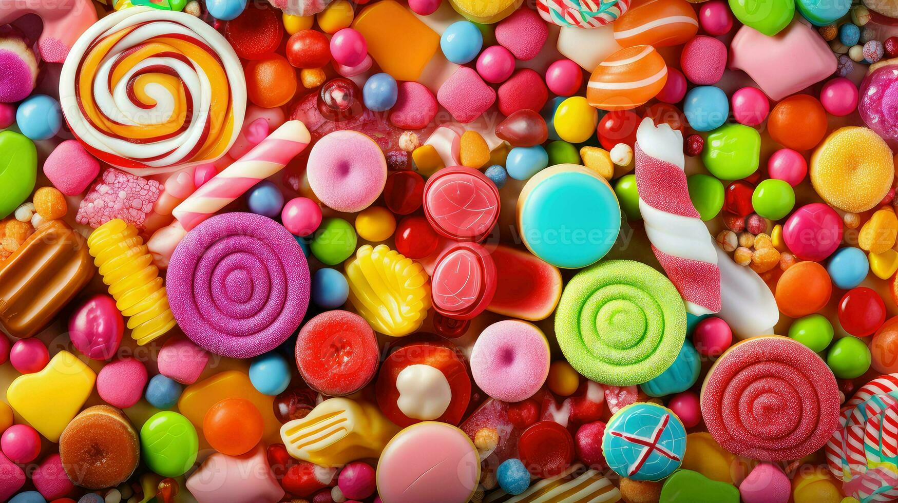 AI generated lollipops top candy food photo