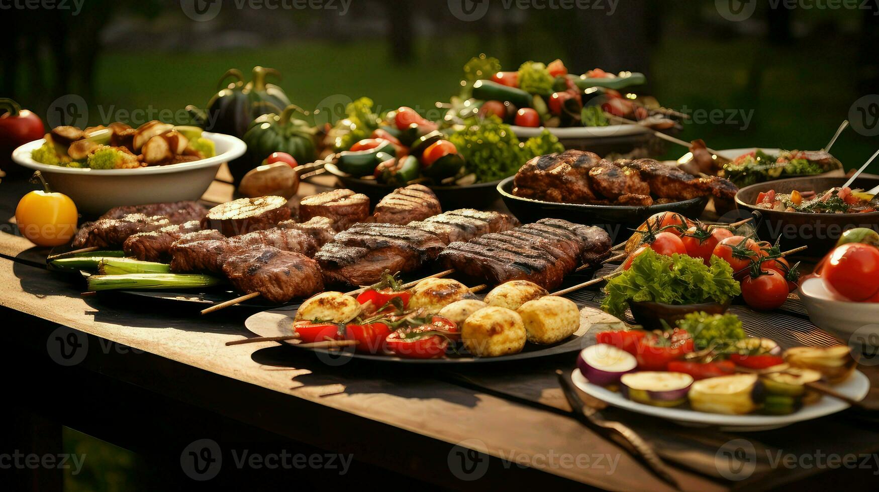 AI generated charcoal grill bbq food photo
