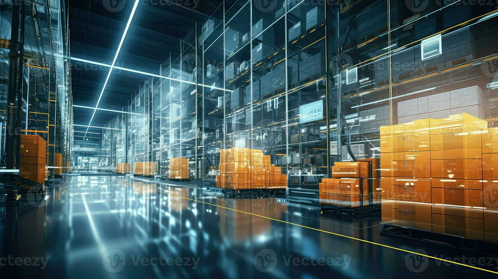 AI generated shipping distribution warehouse background photo