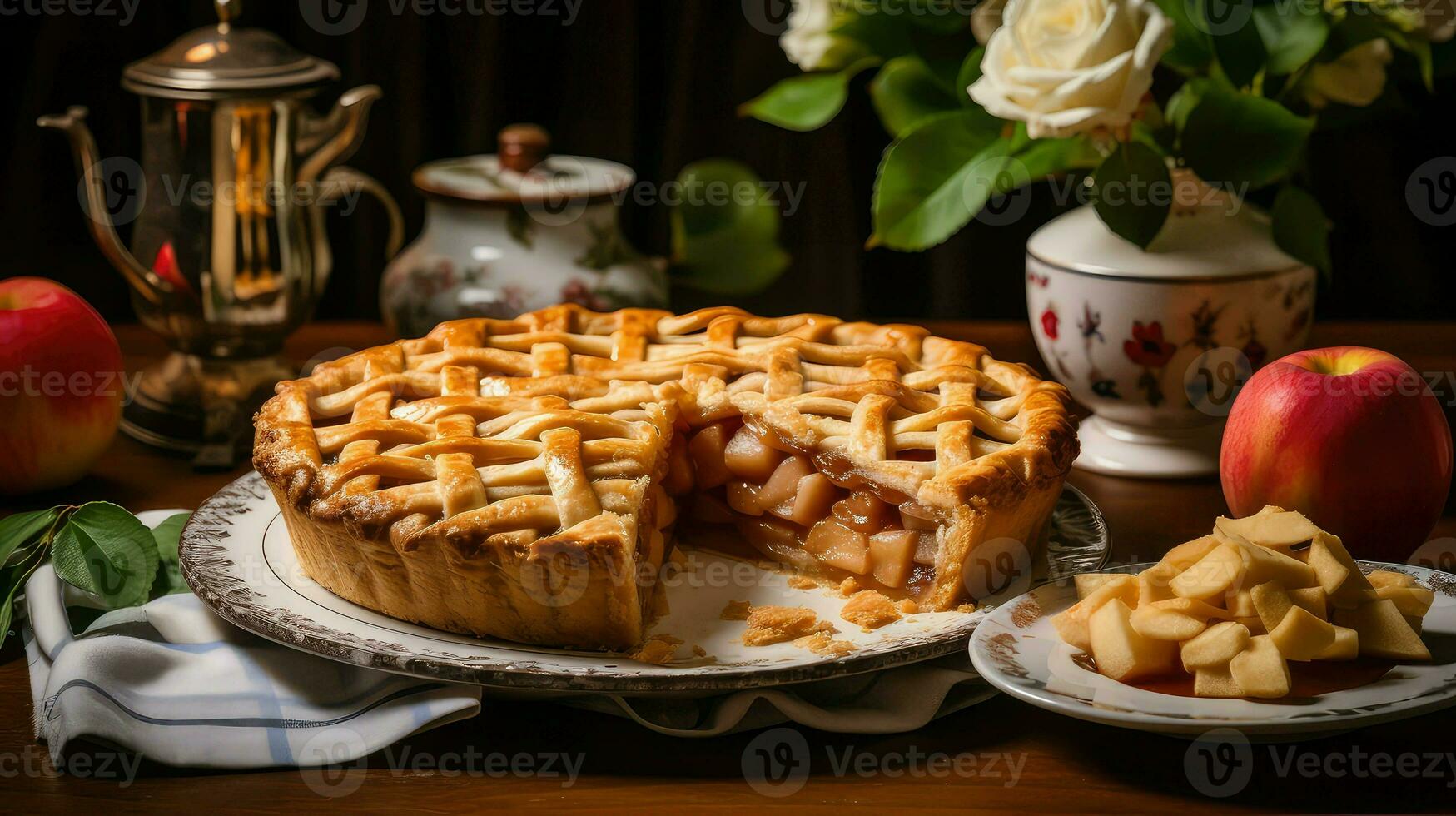 AI generated sweet pie cake food photo