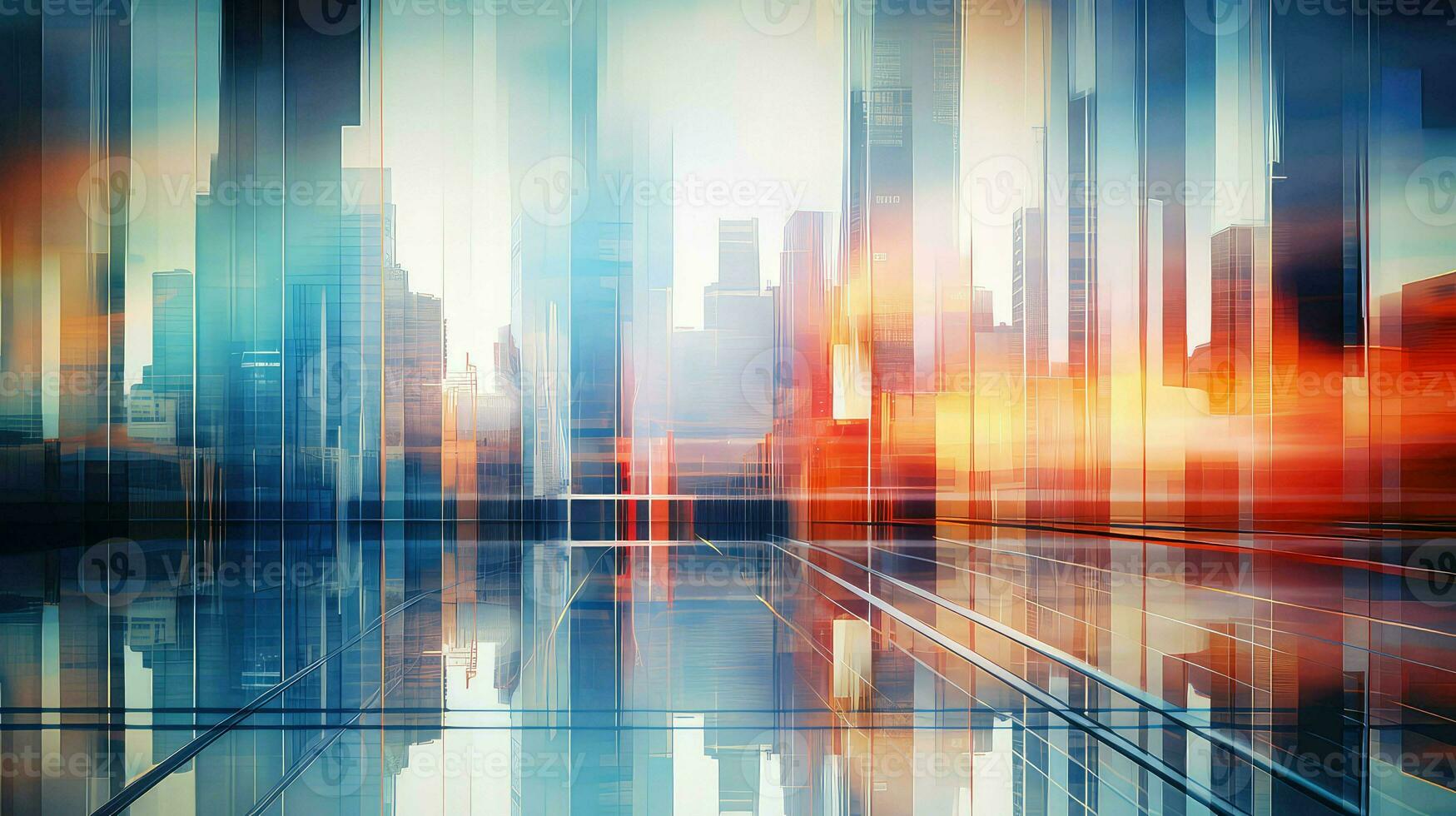 AI generated urban blur city business photo