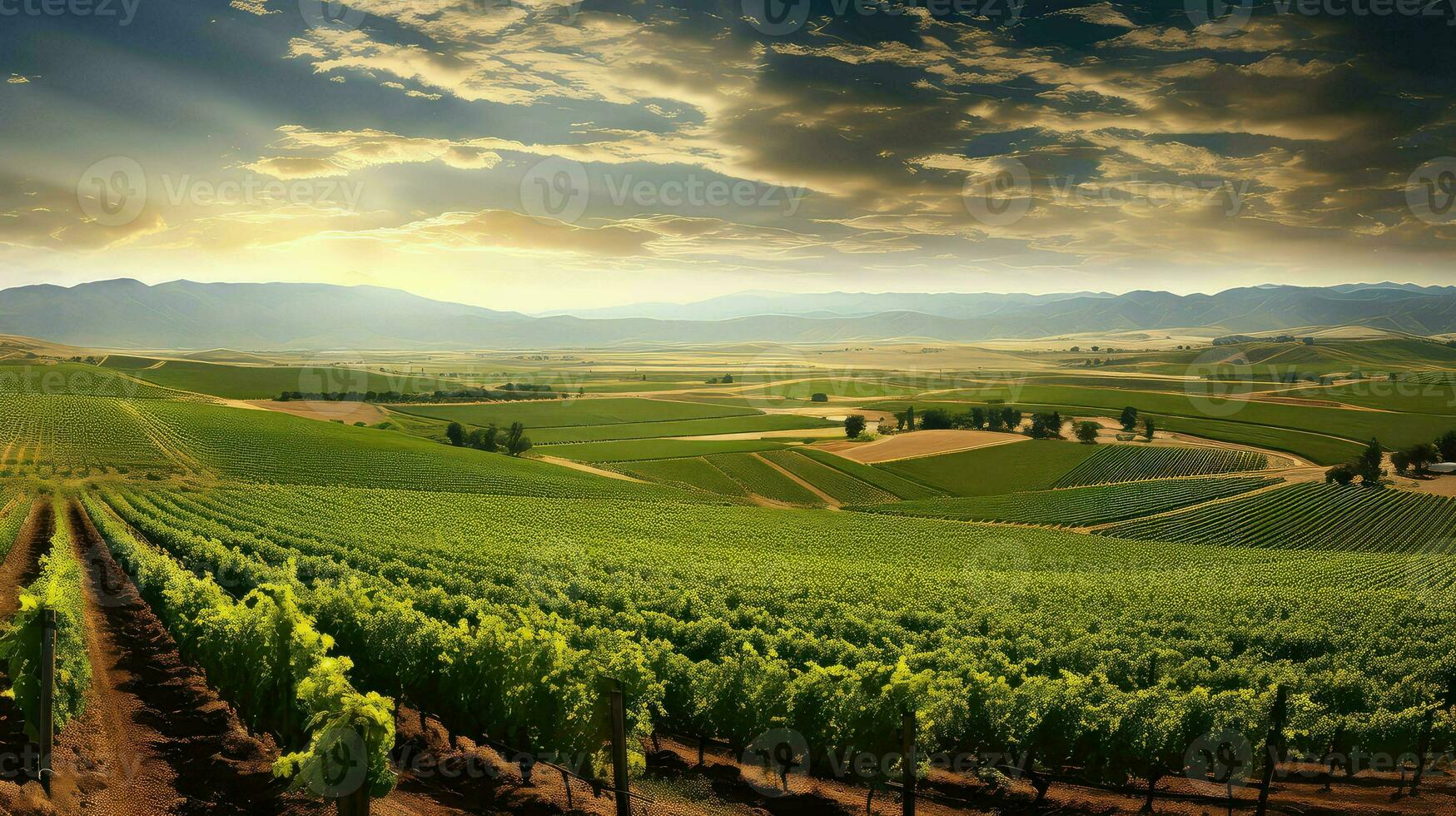 AI generated agriculture vineyards farmland landscape photo